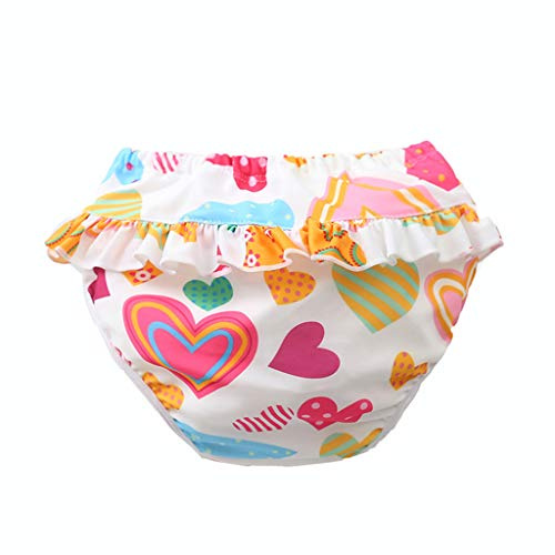 Bañador Pañal Agua Pañales Bebe Reutilizable para Piscina Ecológico Bañadores Bebé Recien Nacido para Nadar Lavables Pantalones de Natación para Infantil Unisex con Volante Y Estampado de Lindo