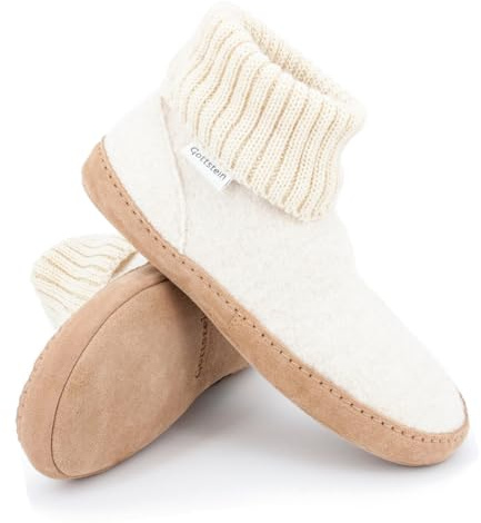 Gottstein Zapatillas de casa Dakota de 100% lana virgen – Zapatillas de fieltro para hombre y mujer, Mela de arena clara, 39 EU
