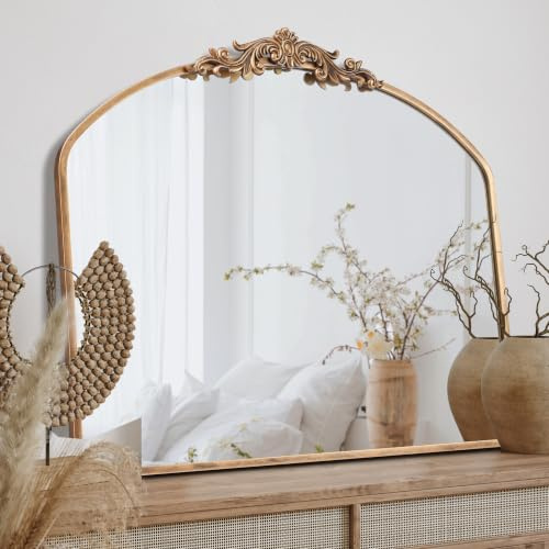 PERFNIQUE Specchio vintage, 91,4 x 76,2 cm, stile barocco antico, decorazione tradizionale da parete, decorazione decorativa per bagno, soggiorno, camino, ingresso e corridoio