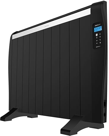 Cecotec Radiatore Emittente Termico 10 Elementi con Telecomando ReadyWarm 2100 Thermal Black. 1500W, Display LCD, Timer Programmabile, Selezione Temperatura, Massima Sicurezza, Copertura 20m²