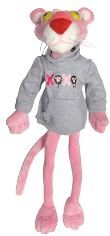 GRUPO MOYA PANTERA ROSA Peluche con FELPA grigia - GRANDE Altezza 50cm - Pink Panther - colore rosa