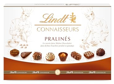 Lindt - Boîte CONNAISSEURS Pralinés - Assortiment de Chocolats au Lait et Noirs Pralinés - Idéal pour Noël, 409g