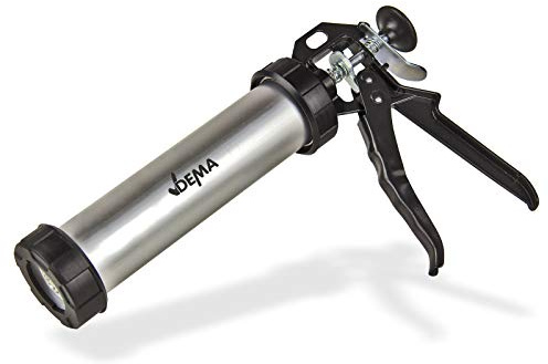 DEMA Alu Kartuschenpistole 310 ml, Kartuschenpresse Silikonspritze, stabil, ergonomisch, präzise dosierbar, für Silikon, Acryl, Montage, Verfugung