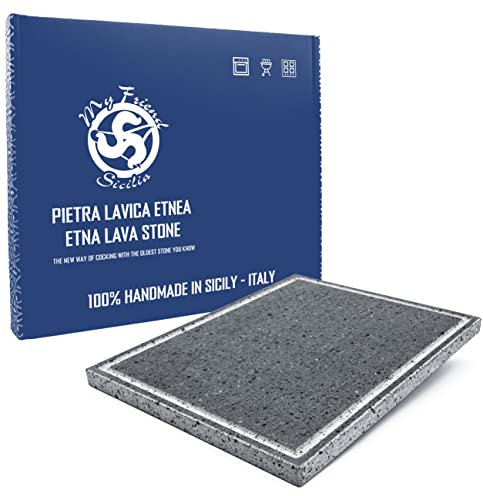 Parrilla de piedra volcánica Etna, placa pulida para barbacoa, 39 x 30 x 2 cm, ideal para verduras, carnes y pescados