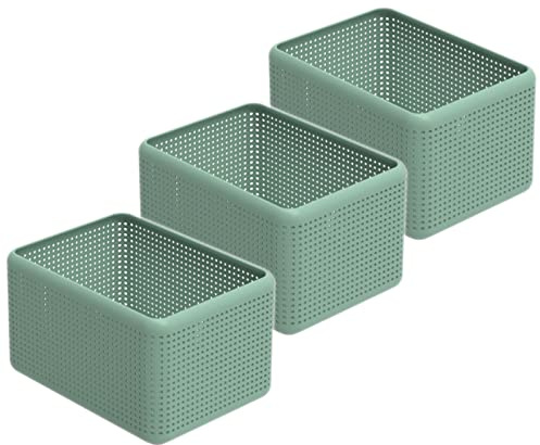 Rotho Madei 3er-Set Aufbewahrungsbox 13l, Kunststoff (PP recycelt) BPA-frei, grün, 3 x13l, (32,6 x 23,8 x 18,8 cm), 3