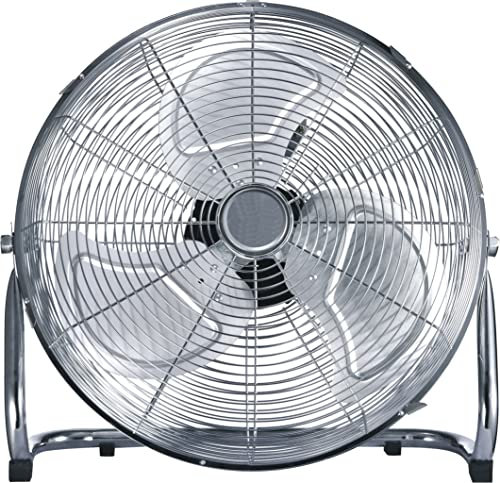 Melchioni Family Ventilatore da terra 4MF 2218IN, Stile industriale, 3 Pale in metallo, 45 cm di diametro, 3 Velocità, Griglia di Protezione, 90 W di potenza, 118620047
