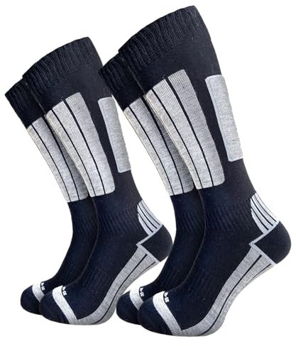 GAWILO Herren Skisocken mit Polsterung (4er-Pack) 20% wärmende Wolle (as3, numeric, numeric_43, numeric_46, regular, regular, schwarz, 43-46)