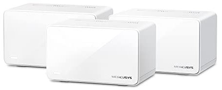 Mercusys Halo H90X(3-Pack) - Router Sistema WiFi 6 Mesh, AX6000, Doble Banda, Cobertura hasta 800 m², 1× 2.5 Gpbs and 2× Gigabit Puerto por Unidad, Administración de la Red,
