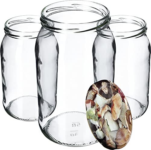 KADAX Lot de 8 bocaux en verre à insérer, 900 ml, utilisables comme pots à confiture, à provision, à conserve, aux champignons