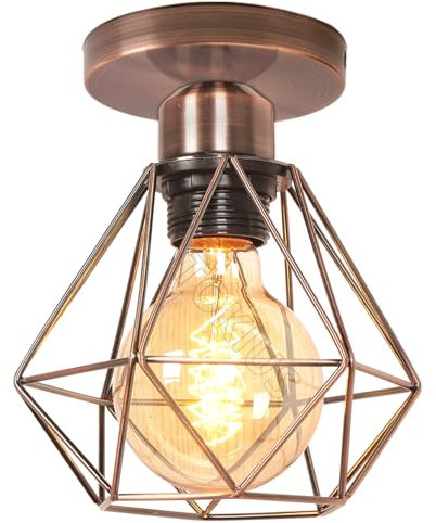 TOKIUS Lampada da soffitto E27 Vintage Plafoniera Interno industriale Paralume Metallo Gabbia Ø160mm illuminazione da soffitto design per Cucina Salotto