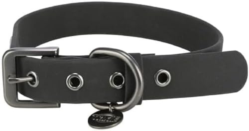 TRIXIE Collare per cani CityStyle L: circonferenza collo 45 – 52 cm/25 mm nero – Collare in PVC di alta qualità per cani di taglia piccola, media, regolabile, impermeabile e lavabile, 1971701