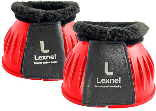 LEXNEL 1 paio di stivali a campana in gomma resistenti per cavallo, protezione e comfort degli zoccoli superiori (rosso, XL)