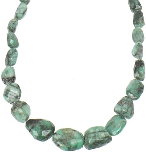 ELEDORO Halskette mit echtem brasilianischem Smaragd – 925er rhodiniertes Silber, 45 cm Länge, Karabinerverschluss