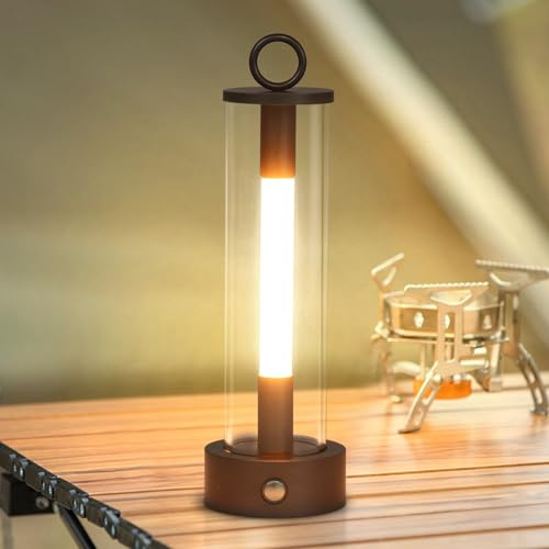 DESGNT Rechargeable Outdoor Table Lamp,Cordless Table Lamp for Bedroom,Modern LED Touch Bedside Lamp,Dimmable Warm,IP54 Waterproof,Portable Night Light for Indoor,Garden,Camping,Patio, Restaurant