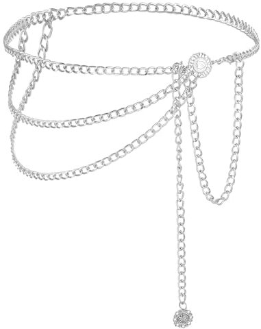 Kettengürtel Mental Taillenkette Silber Körperkette Gürtel Bauchkette Silber Bauchkette Waist Chain Gürtel Mit Kette Mode Mehrschichtiger Taillenkettengürtel Für Jeans