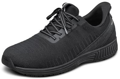 Orthofeet Men's Orthopedic Knit Yari Hands-Free Sneakers, Complete Black, Size 8.5
