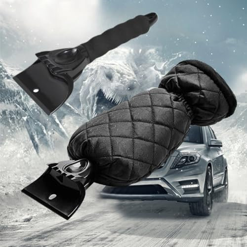 FairyPeach Eiskratzer Auto mit Handschuh, Schnee Eiskratzerhandschuh, Schneekratzer Auto, Scheibenkratzer Winter, Schneeschaufel, Auto Scheiben Eiskratzer, Wasserdichtem Warmen Handschuh, Icescraper