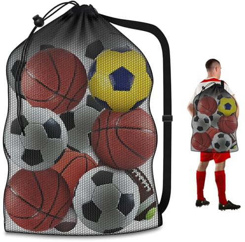Extra Large Mesh Ball Bag, Heavy Duty 40x30 Hold 10-12 Soccer Basketball