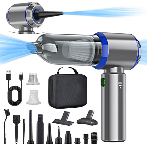 Aspirateur à main 3 en 1 - 25 000 PA - Puissant - 3 vitesses - 220 000 tr/min - Pour voiture, cuisine, PC, canapé, bureau, maison et poils d'animaux