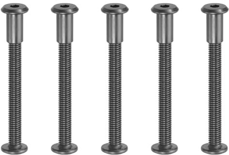 PATIKIL 5 kit Tornillo de Conexión, M8*50mm Postes de Tornillo de Unión Hexagonal Tornillos Chicago de Encuadernación Acero al Carbono Manguito para Muebles Cinturón Armario, Negro