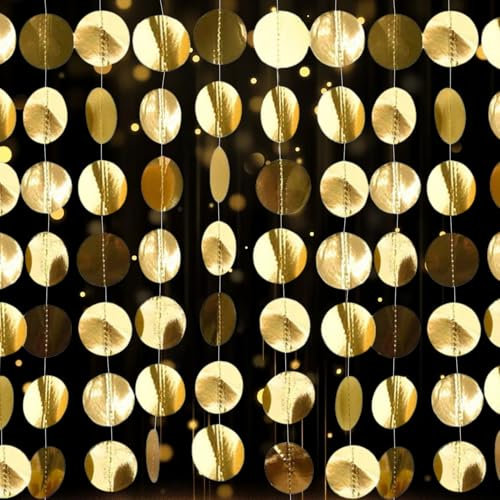 4 Stück Glitzer Deko Party,Papier Girlande Geburtstag,Bunt Glitzer Girlande,4m Kreis Banner Girlanden,Hängende Iridescent Runde Garland Dekoration,für Geburtstag Hochzeit Aufhängen Party Deko (Gold)