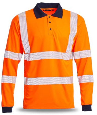 Blackrock Eco+ Hi-Vis Long Sleeve Polo Shirt, Rail Industry Orange GRS Recyclable Polyester, SPF50+ Work Utility & Safety Clothing, High Visibility Workwear, Men Women, EN20471 Class 2, Size XXL