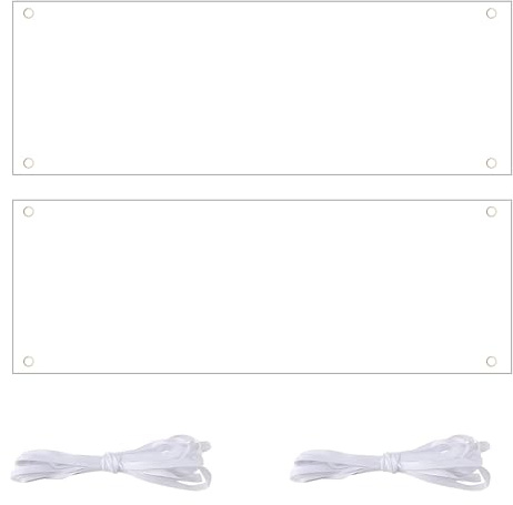 2 Set Banner Vuoto Fai Da Te, Striscione Personalizzato Bianco Verniciabile, Bandiera Personalizzata Striscione Vergine Grande, con Corda da 6m per Matrimonio Compleanno Interni ed Esterni, 120x60 cm