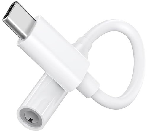 3,5 mm hörlursuttadapter, 3,5 mm silikon USB C Jack hörlursadapter, USB typ C kontakt adapter med DAC för Samsung Galaxy s24 22 S20 Ultra S20,Pixel 4 3 2 XL, iPad Pro (vit)