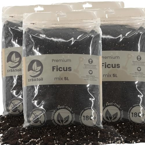 Sybotanica - Terreau ficus 20 L - Substrat Coco Premium pour Ficus, Palmier, Laurier-Rose, Bambou - sans Tourbe - Engrais Organique 180 Jours - Idéal pour Plantes d'intérieur