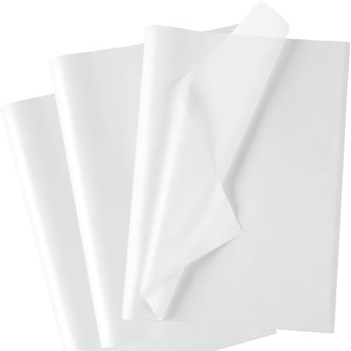 100 fogli di carta velina bianca, 50 x 70 cm, materiale da imballaggio, carta velina, per Natale, matrimonio, compleanno, fai da te (17 g/m²)