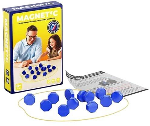 Juego de Ajedrez Magnético, Juego de Estrategia en Mesita con 20 Piezas Magnéticas y Cordón Ajustable, Juegos Portátiles Educativos de Damas para Niños y Adultos, Reuniones Familiares, Viajes