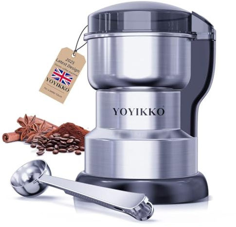 Molinillo de café eléctrico de 300 W, molienda ajustable, espresso/goteo/vertido. Molinillo para café, especias y otros alimentos. (Plateado-210)