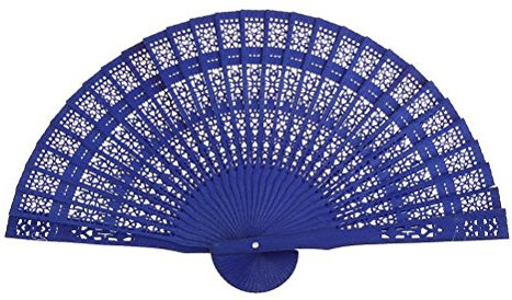 SUPVOX Ventaglio Pieghevole Cinese in Legno Di Sandalo Con Sacchetto Di Organza Bianca Ventaglio Blu Elegante Per Matrimoni E Eventi Speciali 13.4 Pollici X 7.9 Pollici
