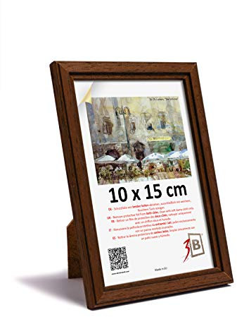 3-B Cadre de l'image JENA - brun foncé - 10x15 cm - cadre photo en bois exotique avec verre acrylique