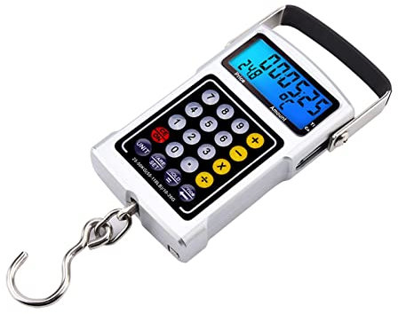 Fischwaage tragbare elektronische digitale 7 in 1 Waage mit hängender LCD-Anzeige Temperatur-Taktrechner