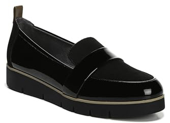 Dr. Scholl's Mocassins Webster pour Femme, Microfibre laquée Noire, 38 EU