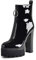 Only maker Damen Stiefeletten Plateau Kurze Stiefel Bequeme Elastische Knöchelstiefel Blockabsatz Reißverschluss Schwarz Lack 38 EU