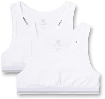 Sanetta Sujetador para niña (Pack Doble), Color Blanco, cómodo y Agradable Sujetador para niñas de una Mezcla de algodón. Contenido: 2 Juegos de Ropa Interior para niñas, Blanco, 164