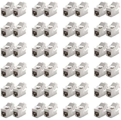 deleyCON 48x MINI Keystone CAT 6a Jack Modul Kurze Version 30 mm (3 cm) Lang 10 GBit/s Vollgeschirmt STP RJ45 Buchse Verbinder Patchkabel Optimal für CAT7 CAT6 CAT6a Netzwerkkabel Dose Patchpanel