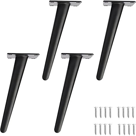 4 Stück Möbelfüße Eisen Konisch Möbelbeine Schräge Tischbeine Tischbeine Schrankbeine Sofafuss Sockelfuß Metall DIY Möbel Tischgestell Möbelfüsse für Couchtisch Schränke Möbel Sofas (20 cm, Schwarz)