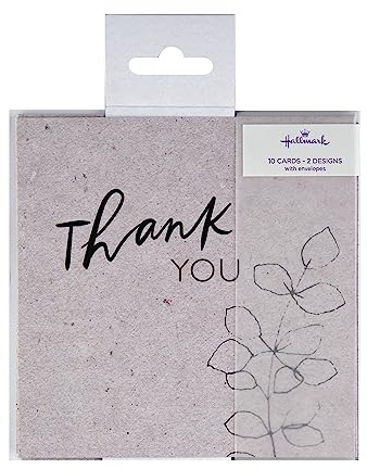 Hallmark Biglietti di ringraziamento – Confezione da 10 in 2 disegni classici, grigio e marrone, 25566740