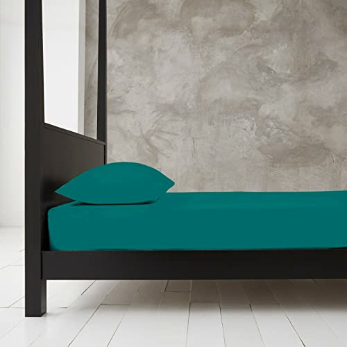 Extra Deep 40cm Fitted Sheets Easy Care Polycotton Cotton Rich Deep Fitted Bed Sheets (Deep Teal, King)
