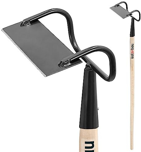KOTARBAU® Azada de Metal con Mango de Madera Largo 170 x 50 mm, Azada para mullir, airear y desherbar, Azada para jardín y huerto, Herramientas de jardín para Tierra, Azada de Punta Recta, Escardillo