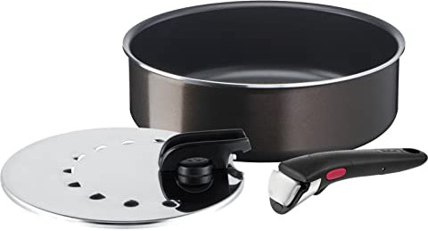 Tefal Ingenio Lot de 3 pièces, Sauteuse 24 cm, Couvercle anti-projection 20/26 cm, Poignée amovible, Non induction, Revêtement antiadhésif, Empilable, Compatible lave-vaisselle, Easy Plus L1509002