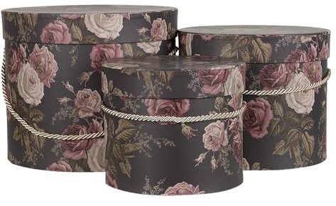 Clayre & Eef 65011 Hutschachtel 3er Set Schwarz Ø 23x20 cm