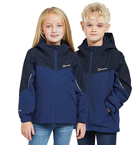 Berghaus Kids' Stokesley 3-in-1 Jacket with Fleece Midlayer, Hood & Reflective Detailing, Waterproof & Warm Raincoat for Boys & Girls (UK, Age, 14 Years, 15 Years, Regular, Blue)
