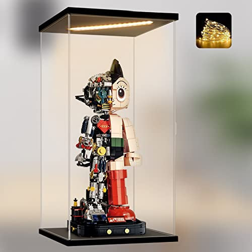 Naconmlet Acryl Vitrine Schaukasten mit led,transparente Actionfiguren Vitrine mit Tür,Display Case Box für Collectibles und Sammlerobjekte(20x20x40cm)