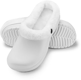 ESTRO Sabot Uomo Gomma Invernali - Zoccoli Gomma con Pelo Ciabatte Giardino Donna Zoccoli Uomo Ciabatte da Giardino A12 (38, Bianco)