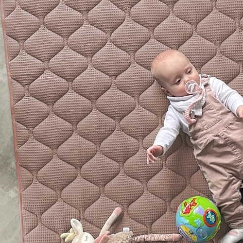 Sanosoft® Krabbeldecke - rutsch- & wasserfest - Öko Tex & Made in Germany (Cappuccino, 120x120cm)