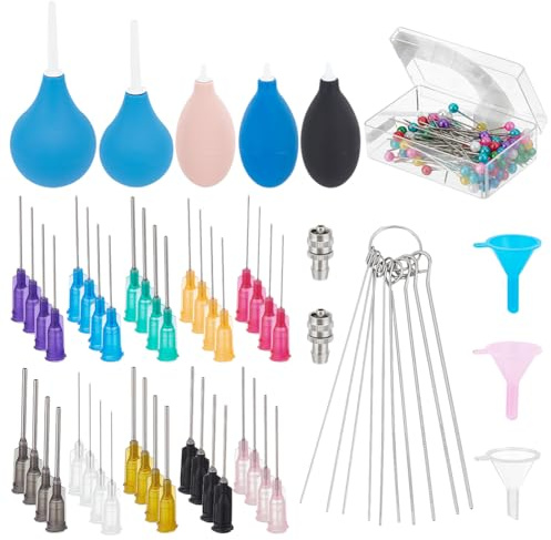 BENECREAT Set di Applicatori di Precisione in Ceramica da 160 pz, Forniture per Strumenti di Ceramica, Bottiglia da Spremere in Smalto Ceramico da 5 pz con Adattatore, Ago e Imbuto in Acciaio